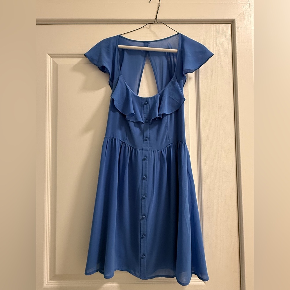 Forever21 Blue Ruffle Button-Down Dress